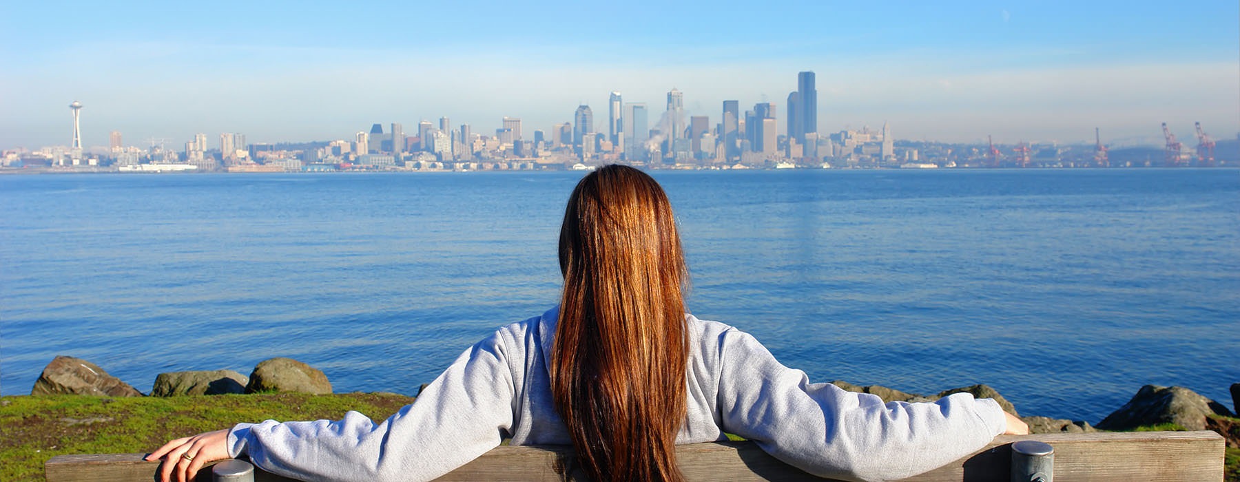 Woman overlooking the Seattle skyline